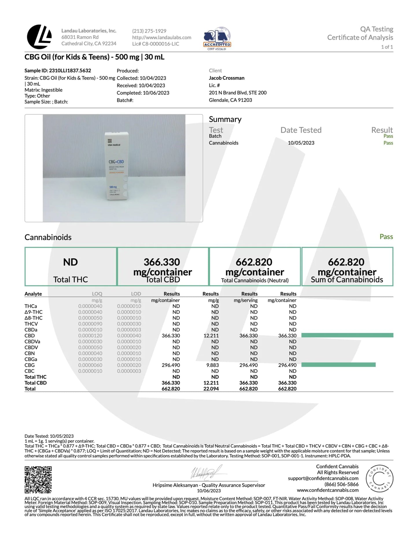 USA MEDICAL CBG + CBD Oil (500 mg)