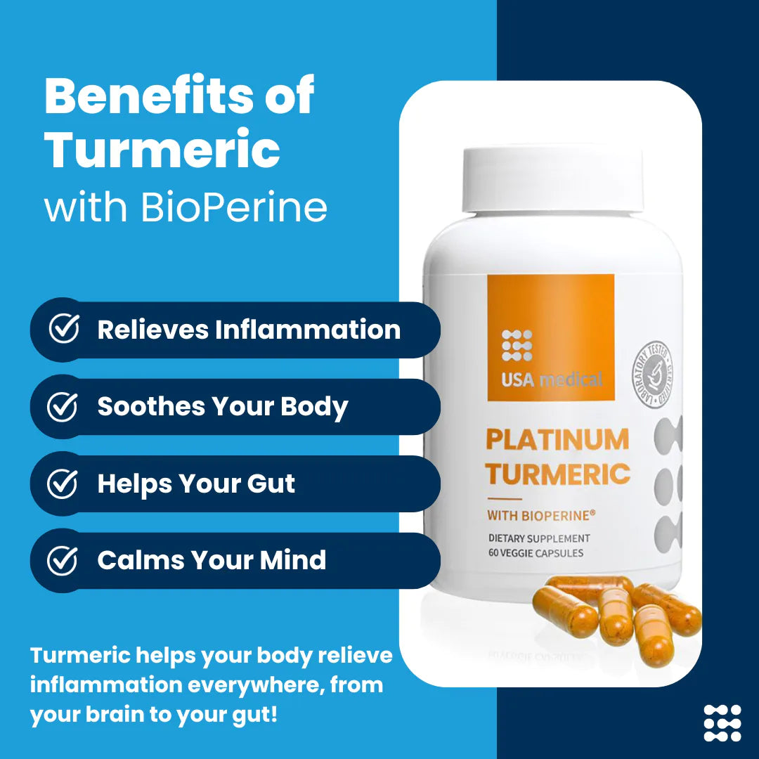 USA MEDICAL Turmeric Curcumin with BioPerine® | 60 count