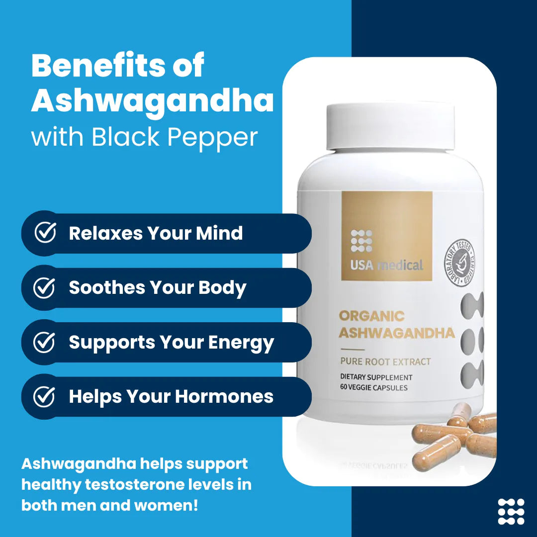 USA MEDICAL Ashwagandha with Black Pepper | 60 count